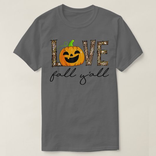 T-shirt Love Fall Y'All Leopard Pumpkin Fall (Design devant)