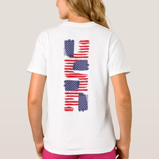 T-SHIRT LOVE FLAG USA/EEUU TEXT BRUSH STROKE BY MASANSER P (Dos)