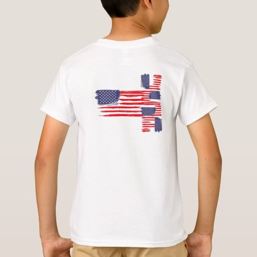 T-SHIRT LOVE FLAG USA/EEUU TEXT BRUSH STROKE BY MASANSER P (Dos)