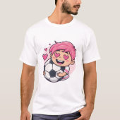 T-shirt Love for soccer kawaii anime design (Devant)