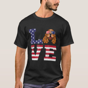 T-shirt Love French Cocker Spaniel Dog American Flag 4e