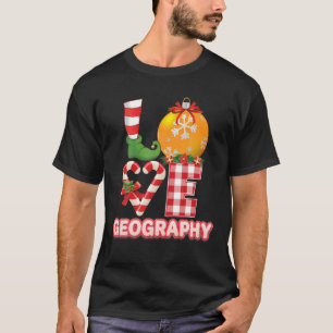 T-shirt Love Géographie Père Noël Elf Ugly Sweater Enseign