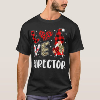 T-shirt Love Gnome Directeur Valentines Jour Plaid Leopard