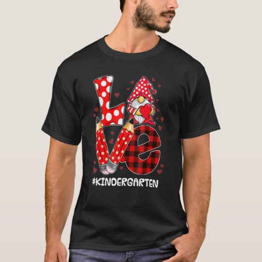 T-shirt Love Gnome Kindergarten Valentines Jour Enseignant (Devant)