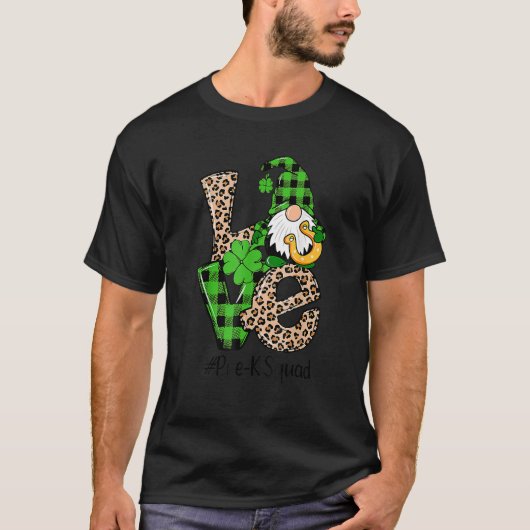 T-shirt Love Gnome Teacher Squad St Patrick's Day Pre K Gr (Devant)