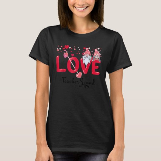 T-shirt Love Gnome Valentines Day Red Buffalo Plaid Leopar (Devant)