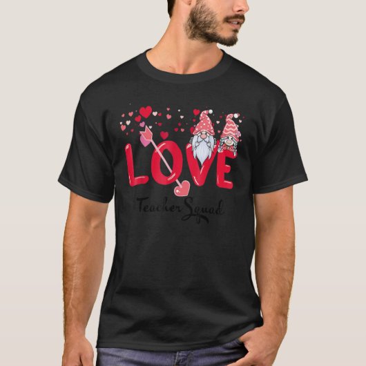 T-shirt Love Gnome Valentines Day Red Buffalo Plaid Leopar (Devant)