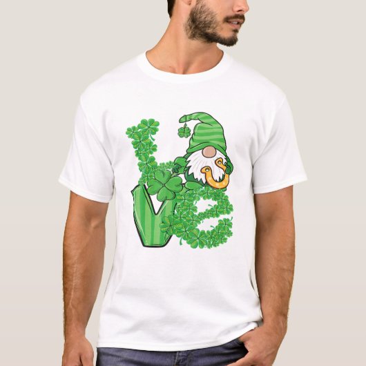 T-shirt Love Gnomes Shamrock Horseshoe (Devant)