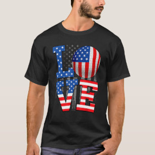 T-shirt Love Golf Ball American Flag USA Indepedence Day M