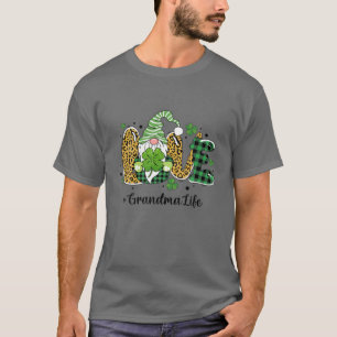 T-shirt Love Grand-Mère Vie St Patrick Jour Leopard Et Pla