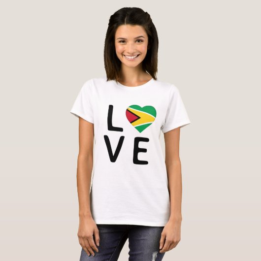 T-shirt Love - Guyana Drapeau (Devant entier)