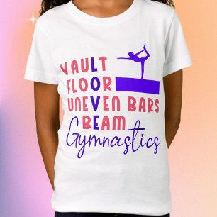 T-Shirt Love Gymnastique, Bars, Poutres, Corail du sol