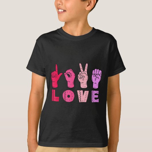 T-shirt Love Hand Sign Language Asl Valentines Day Men Wom (Devant)