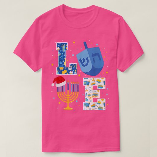 T-shirt Love Hanoukka Décorations Dreidel Menorah Chanukah (Design devant)