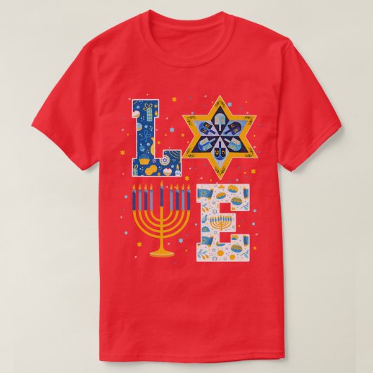 T-shirt LOVE Hanoukka Décorations Dreidel Menorah Pajamas (Design devant)