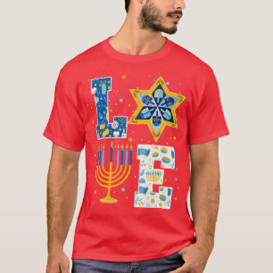 T-shirt LOVE Hanoukka Décorations Dreidel Menorah Pajamas