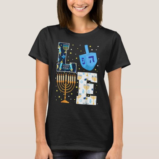T-shirt LOVE Hanukkah Decorations Dreidel Menorah 2022 Cha (Devant)