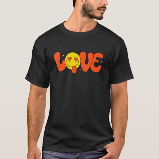 T-SHIRT LOVE HAPPY FACE LOVE MERCH PEACE AND HAPPINESS (Devant)