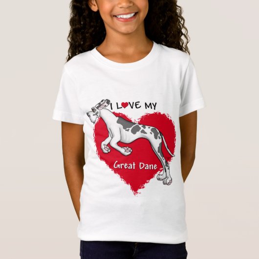 T-Shirt Love Harlequin Great Dane UC (Devant)
