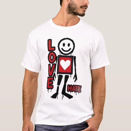 T-shirt Love Hate Inspiré Graphique  (Devant)