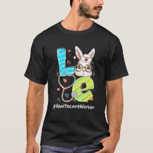 T-shirt LOVE Healthcare Worker Bunny Stethoscope Pâques jo