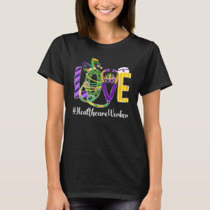 T-shirt Love Healthcare Worker Leopard Mardi Gras Festival