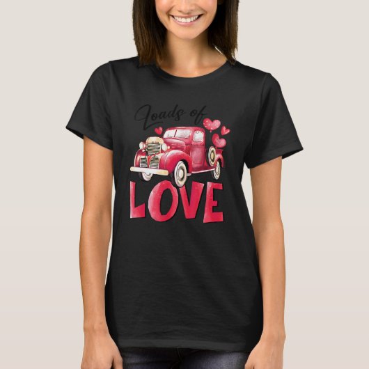 T-shirt Love Heart Camion Rouge Saint Valentin (Devant)