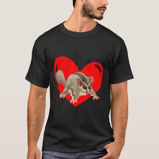 T-shirt Love Heart Graphic Valentines Day Sugar Glider Bo (Devant)