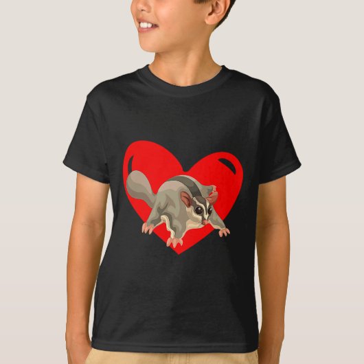 T-shirt Love Heart Graphic Valentines Day Sugar Glider Bo  (Devant)