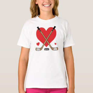 T-shirt Love Heart Hockey Sticks Girls