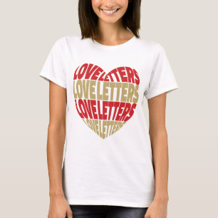 T-shirt Love Heart Letters Parties scintillant rouge or