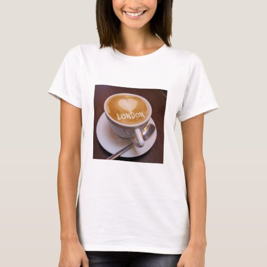 T-shirt Love Heart London Cappuccino Coffee Cup Mug T-shir (Devant)