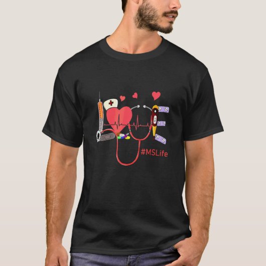 T-shirt Love Heart Ms Life Stethoscope Cute Nurses Day Hea (Devant)