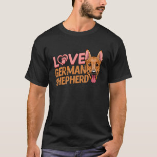 T-shirt Love Heart Paw German Shepherd Chien K9