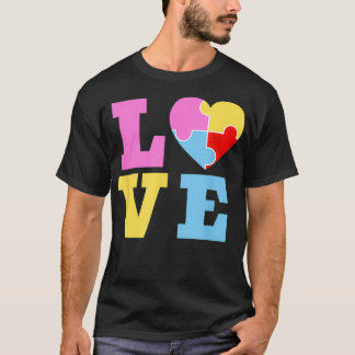T-shirt Love Heart Puzzle monde Autisme Day