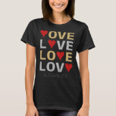 T-shirt Love Heart Red Gold Silver Parties scintillant Nom (Devant)