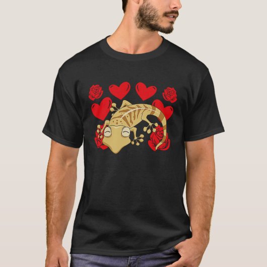 T-shirt Love Heart Valentine's Day Roses Leopard Gecko Boy (Devant)