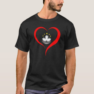 T-shirt Love Heart with Lotus Drapeau de Macau Design