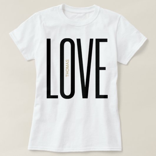 T-shirt Love High Lettres Monogram White Gold Clean Design (Design devant)