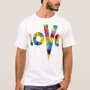 T-shirt Love High V Colorful Abstrait Art Rainbow Letters