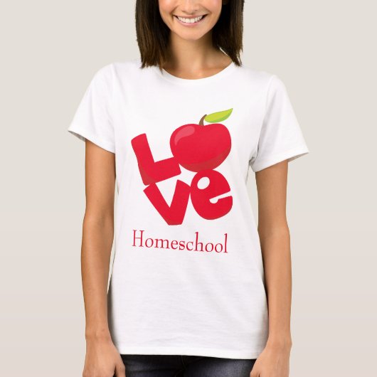 T-shirt Love Homeschool Red Apple (Devant)