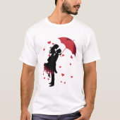 T-shirt Love Hug With Red Umbrella Valentine's Day (Devant)