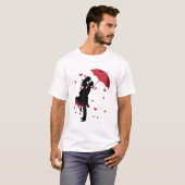 T-shirt Love Hug With Red Umbrella Valentine's Day (Devant entier)