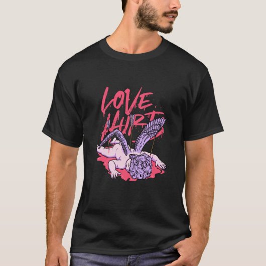T-shirt Love Hurts Broken Sad Cupid Valentines Day Emo Bro (Devant)