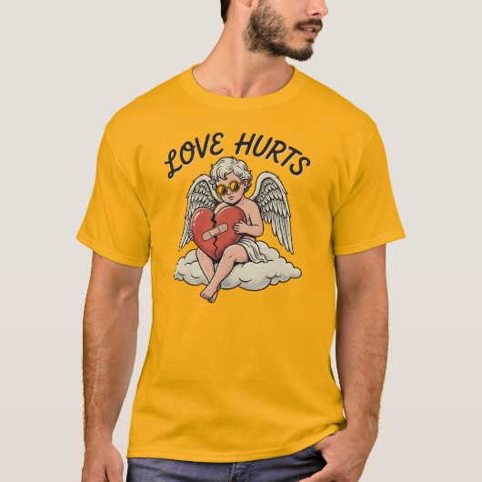 T-shirt Love Hurts Cupid Angel (Devant)