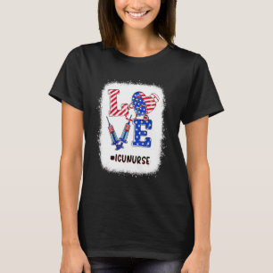 T-shirt Love Icu Infirmière 4 juillet Infirmière Patriotiq