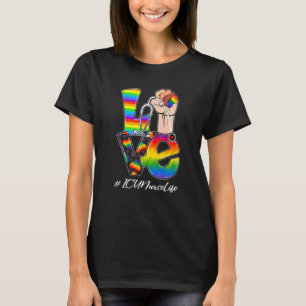 T-shirt Love Icu Nurse Life Lgbt Gay pride Rainbow Flag Nu