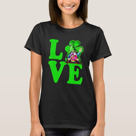 T-shirt Love Irish Gnome Cravate Shamrock St Patrick Day H (Devant)
