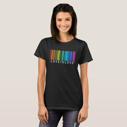 T-shirt Love Is Love Barcode Rainbow Flag Lgbt Gay Lesbia (Devant entier)