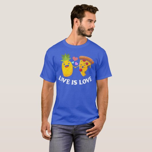 T-shirt Love Is Love Cute Pizza And Pineapple friends (Devant entier)
